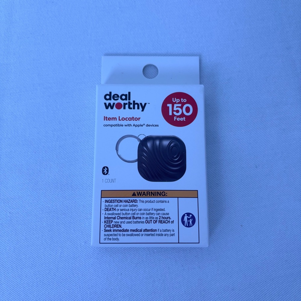 Deal Worthy Item Locator Black Bluetooth Tracker Apple Find‎ My Compatible 150ft
